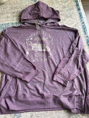 NWT-Lane Bryant Heather Purple Hoodie with Vintage Truck Graphic - light weight